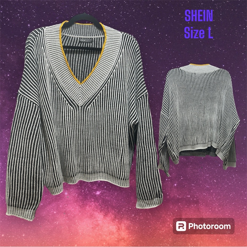 SHEIN ribbed knit sweater cropped size Large grey. Never worn